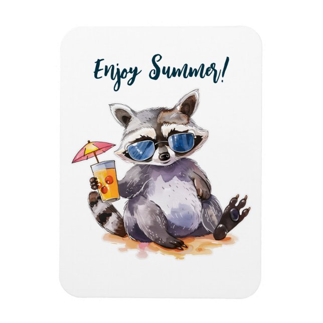 Enjoy Summer racoon watercolor Magnet (Vertical)