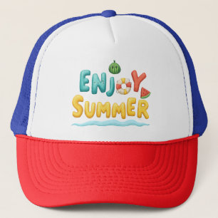Enjoy Summer Text Illustration Trucker Hat