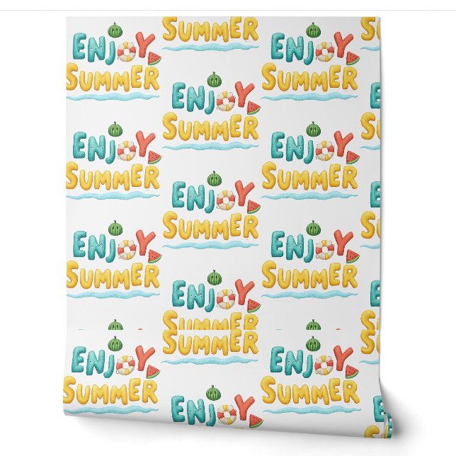 Enjoy Summer Text Illustration Wallpaper (Unrolling)