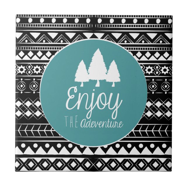Enjoy The Adventure Boho Ceramic Tile (Front)