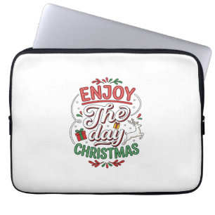 Enjoy The Day Christmas Reindeer Gift Laptop Sleeve