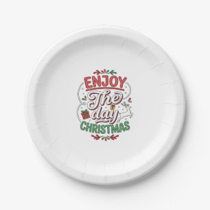 Enjoy The Day Christmas Reindeer Gift Paper Plate