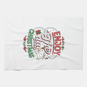 Enjoy The Day Christmas Reindeer Gift Tea Towel
