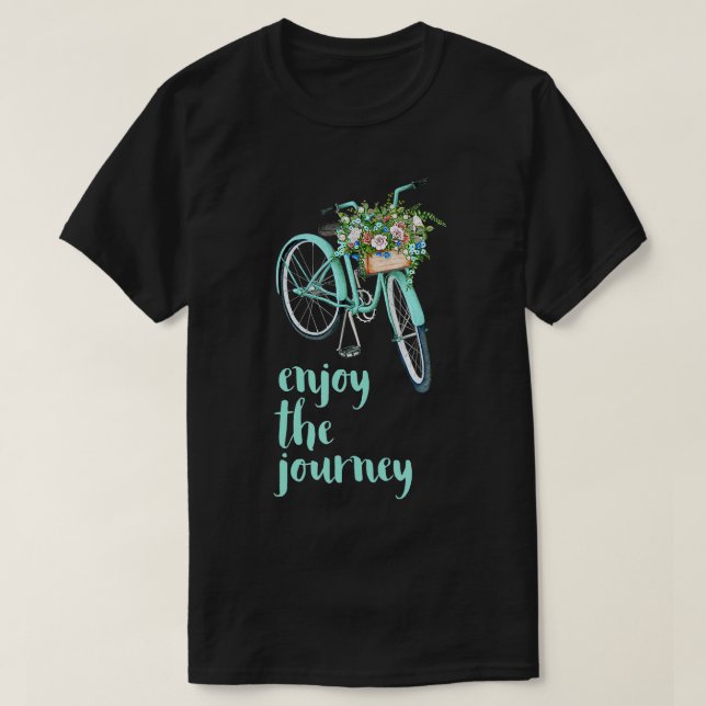 Enjoy the Journey Cycling Green Bicycle with Flowe T-Shirt (Design Front)