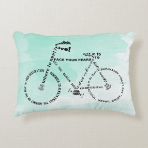 Enjoy the Journey Word Art Bicycle Over Watercolor Decorative Cushion