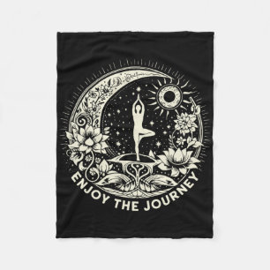 Enjoy The Journey Yoga Mandala Sun Moon Lotus Spir Fleece Blanket