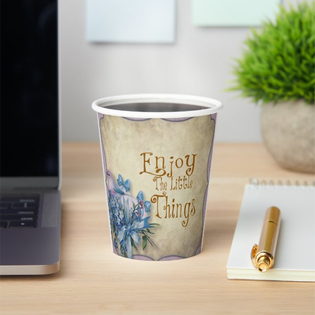 "Enjoy the Little Things" Floral Paper Cups (Insitu)