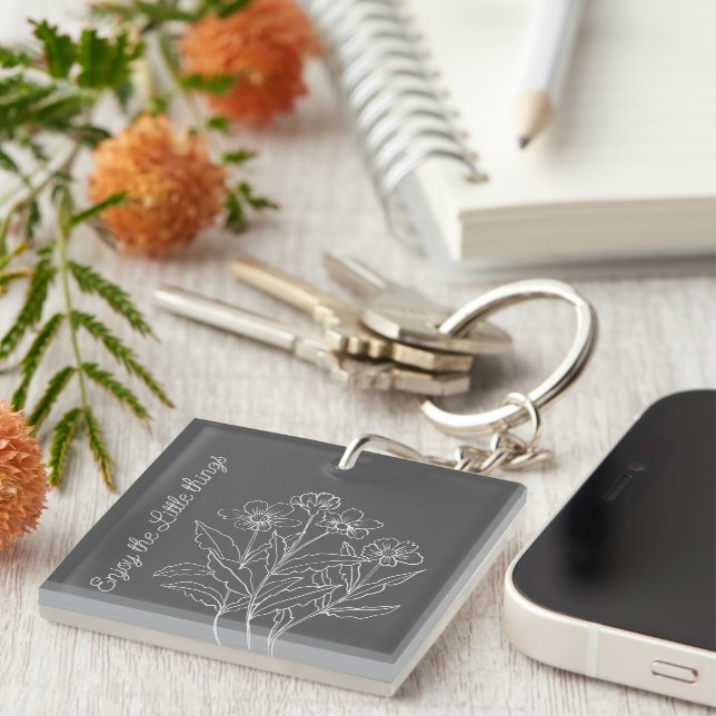 Enjoy the Little Things flowers Key Ring (Front Right)