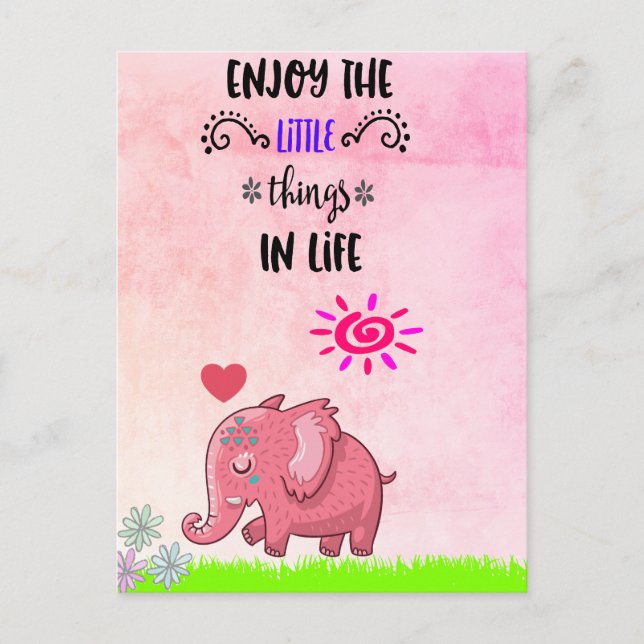 Enjoy The Little Things In Life Typography Quote Postcard (Front)