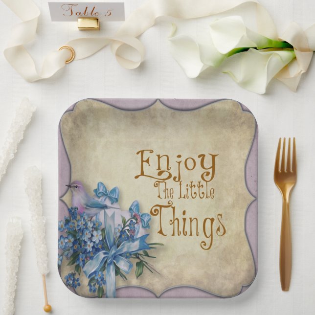 Enjoy the Little Things Paper Plates – Blue Theme (Wedding)