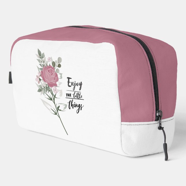 Enjoy the Little Things Pink Rose Dopp Kit (Right Corner)
