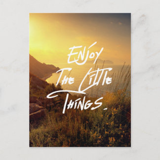"Enjoy the little Things"  Quote Sunset Sea View Postcard