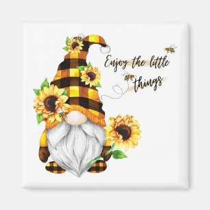 Enjoy the Little Things Sunflower Gnome Magnet