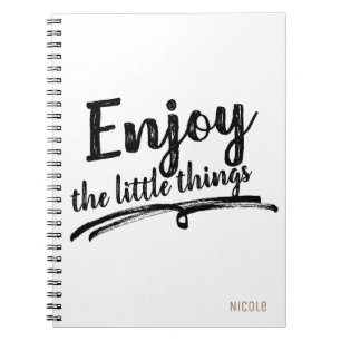 ENJOY THE LITTLE THINGS Typography Personalised Notebook
