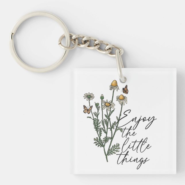 Enjoy The Little Things Wildflower Daisy Key Ring (Front)