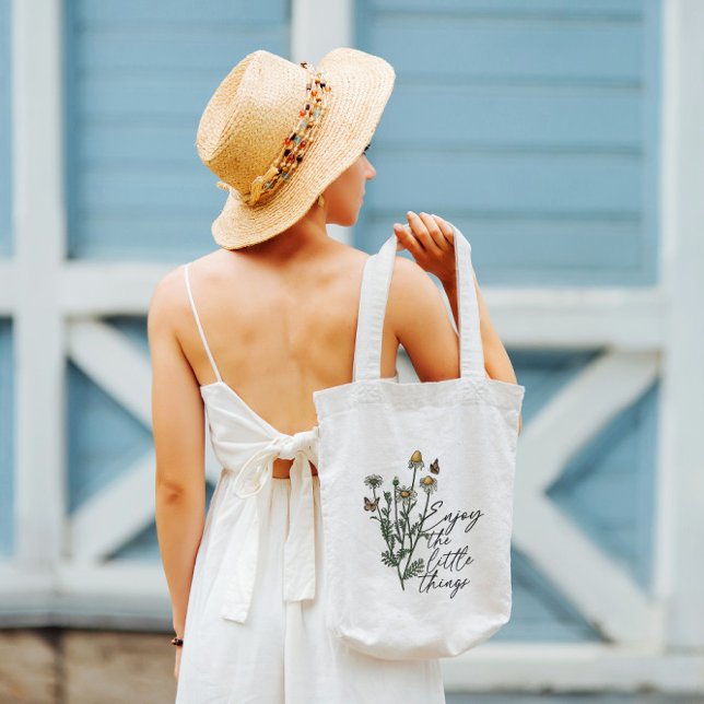 Enjoy The Little Things Wildflower Daisy Tote Bag (Creator Uploaded)