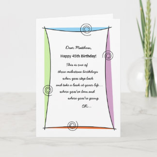 Enjoy the moment 45th Birthday Card