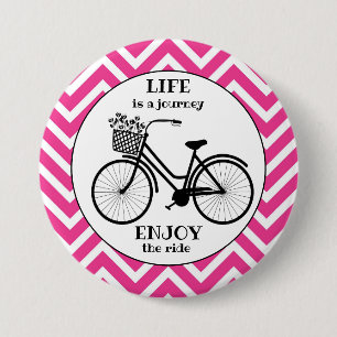 Enjoy the ride bicycle vintage chevron quote 7.5 cm round badge