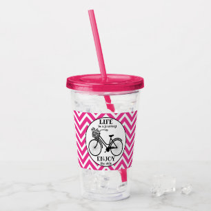 Enjoy The Ride Bicycle With Flowers Motivational Acrylic Tumbler