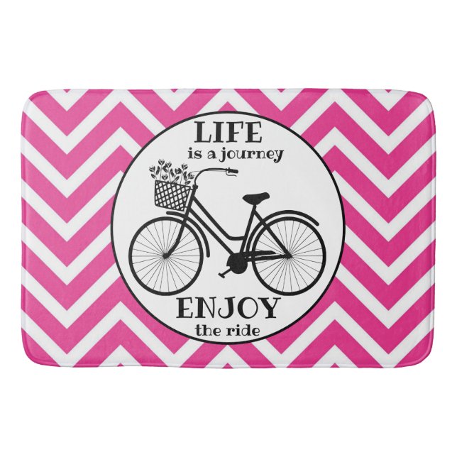 Enjoy The Ride | Bicycle With Flowers Motivational Bath Mat (Front)