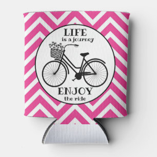 Enjoy The Ride Bicycle With Flowers Motivational Can Cooler