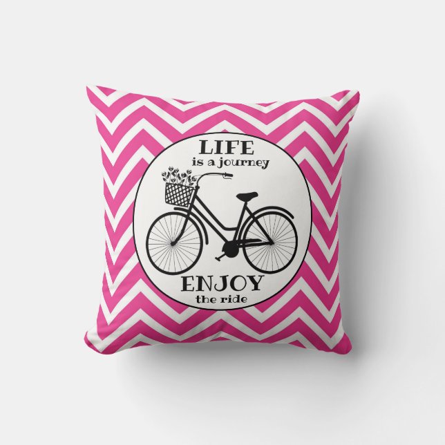Enjoy The Ride | Bicycle With Flowers Motivational Cushion (Front)