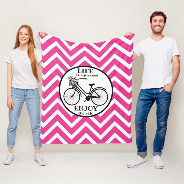 Enjoy The Ride | Bicycle With Flowers Motivational Fleece Blanket (In Situ)