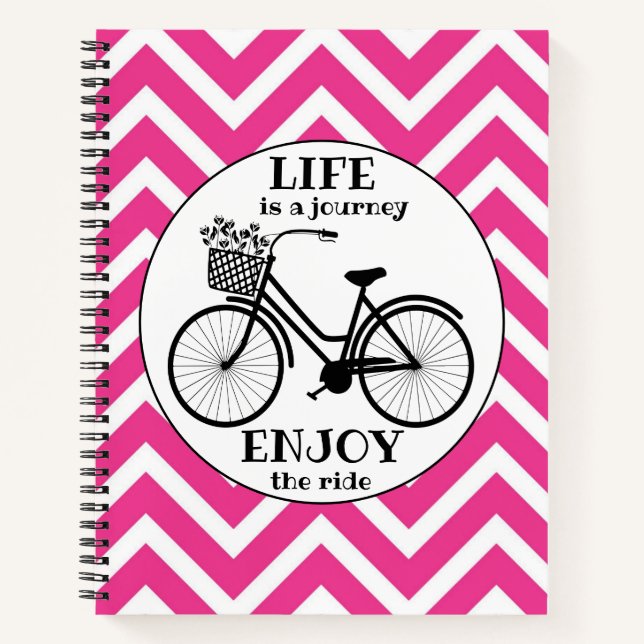 Enjoy The Ride | Bicycle With Flowers Motivational Notebook (Front)