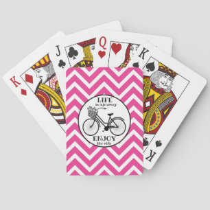 Enjoy The Ride   Bicycle With Flowers Motivational Playing Cards