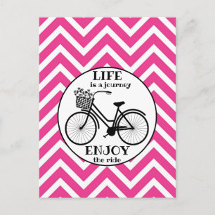 Enjoy The Ride Bicycle With Flowers Motivational Postcard