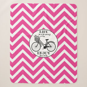 Enjoy The Ride   Bicycle With Flowers Motivational Sherpa Blanket