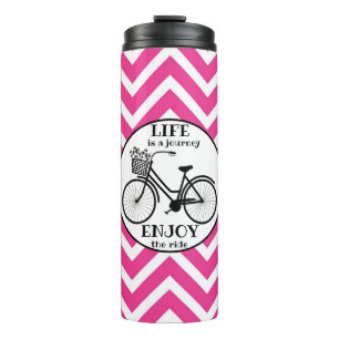 Enjoy The Ride Bicycle With Flowers Motivational Thermal Tumbler