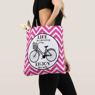 Enjoy The Ride Bicycle With Flowers Motivational Tote Bag