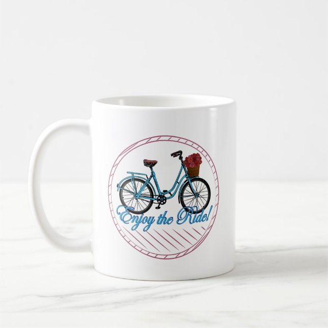 Enjoy The Ride Blue Bicycle Coffee Mug (Left)