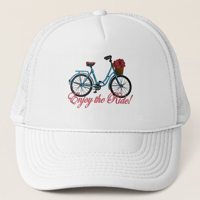 Enjoy The Ride Cute Bicycle Trucker Hat (Front)