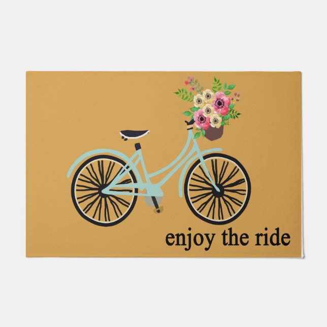 Enjoy The Ride Doormat, Flower Bicycle Mat (Front)