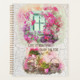 Enjoy The Ride | Watercolor Bicycle With Flowers Planner