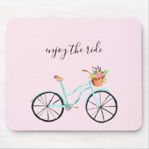 Enjoy the ride Watercolor Bike Flower Basket Cute