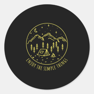 Enjoy the simple things campfire nature minimalist classic round sticker