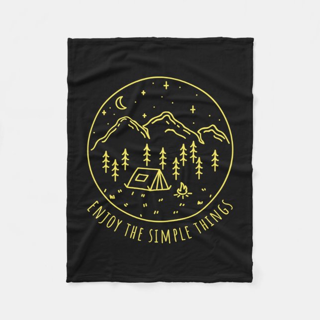 Enjoy the simple things campfire nature minimalist fleece blanket (Front)