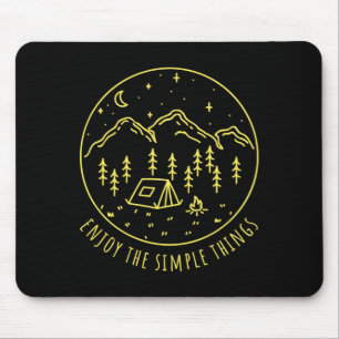 Enjoy the simple things campfire nature minimalist mouse pad