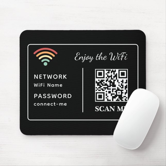 Enjoy the WiFi QR Code Network Name & Password Mouse Pad (With Mouse)