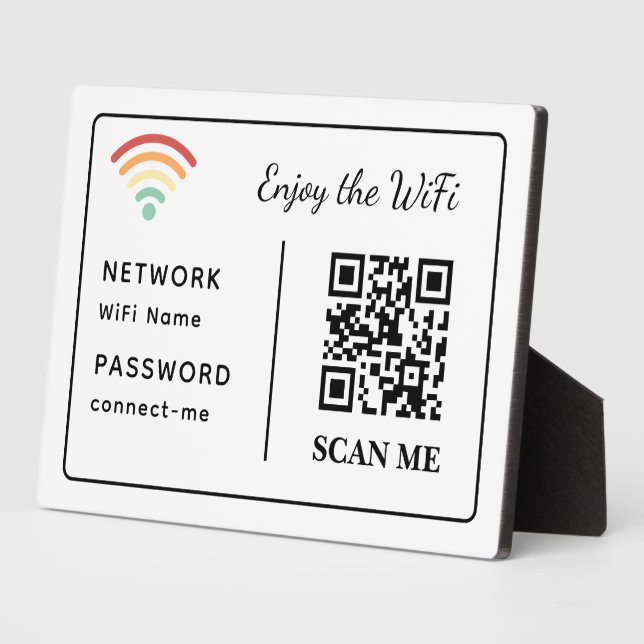 Enjoy the WiFi QR Code Network Name & Password Plaque (Side)