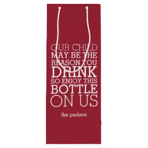 Enjoy This Bottle On Us Funny Teacher Christmas Wine Gift Bag