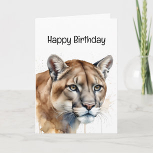 Enjoy Your Birthday Cougar Mountain Lion Animal Card