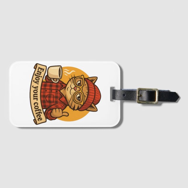 Enjoy Your Coffee Luggage Tag (Front Horizontal)
