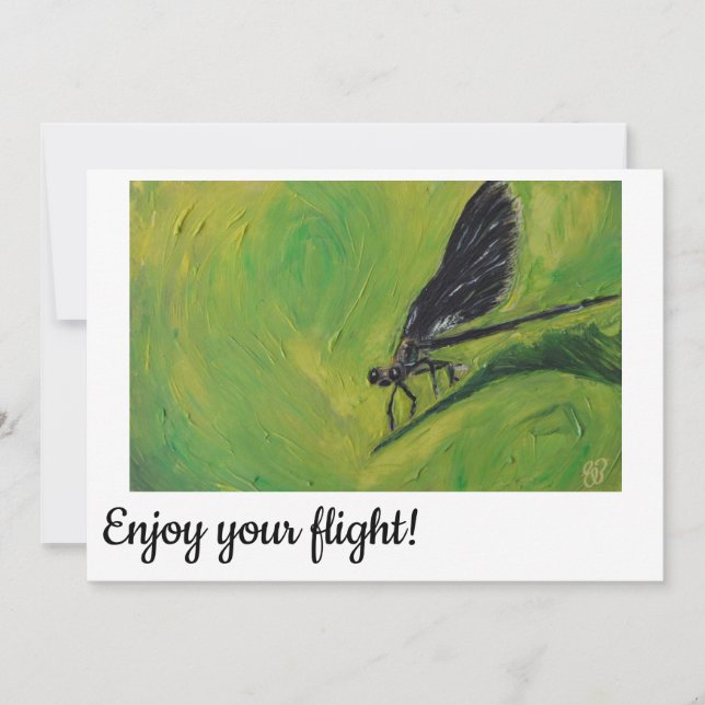 Enjoy your flight, trip card -Wide eyed Damselfly (Front)