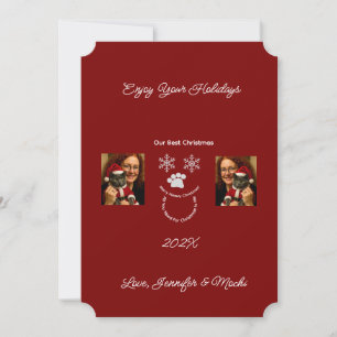 Enjoy Your Holidays, Christmas Cat And Owner Photo Card