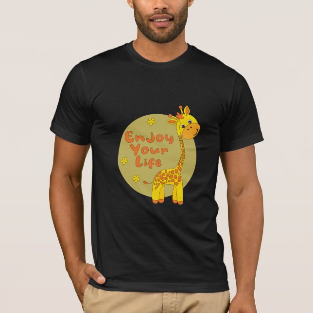 Enjoy your life Kawaii cute yellow baby giraffe  T-Shirt (Front)