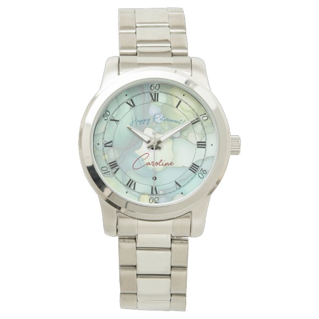 Enjoy Your Retirement Pastel Fluid Colours Watch (Front)